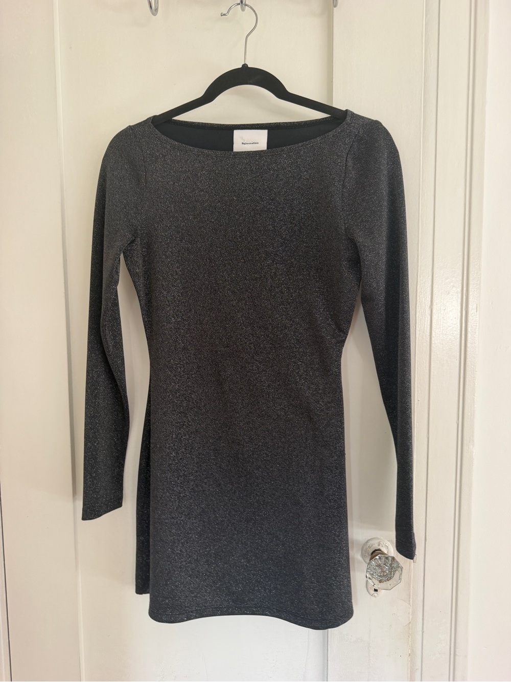 Reformation Black Metallic Mini Dress
